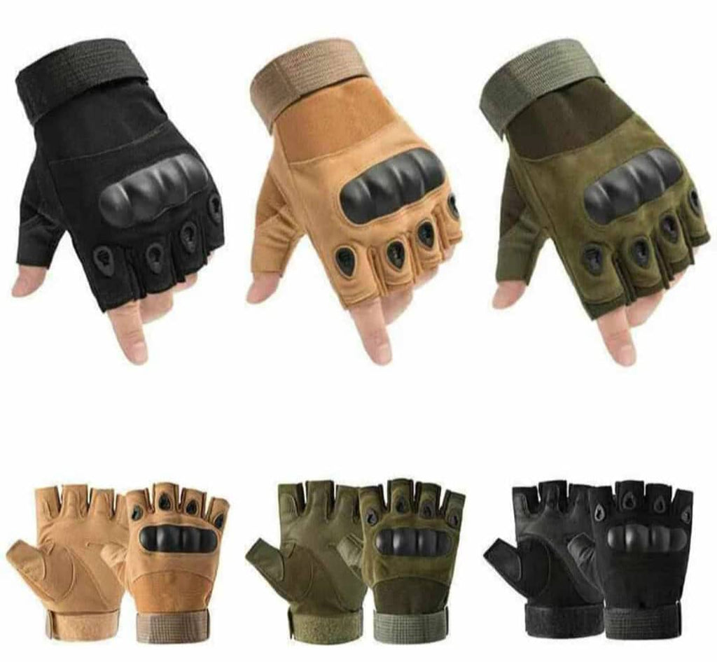 Gants tactiques demi-doigts – Antichoc, respirants, militaires, sport et moto