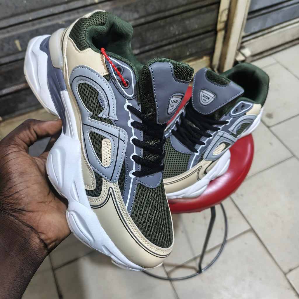 Baskets Dior Homme – Confort & Style Urbain – Couleurs noir/blanc & Vert/Beige & Bleu/Gris